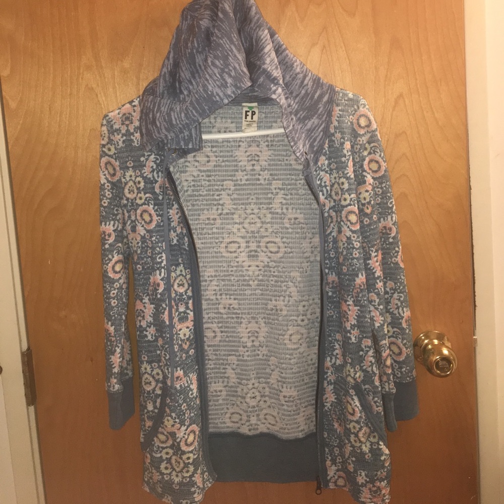 Free People flower zip up hoodie