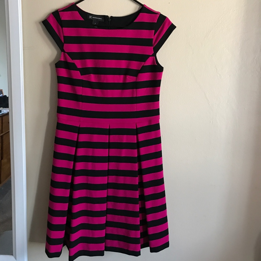 INC size S black and pink striped dress