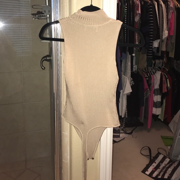Ribbed nude turtle neck body suit - Picture 2 of 2