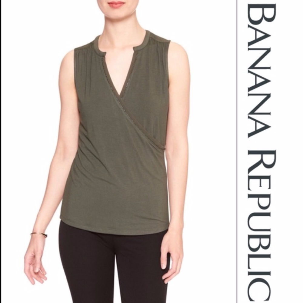 *NWT* Banana Republic Embellished Wrap Top, Medium
