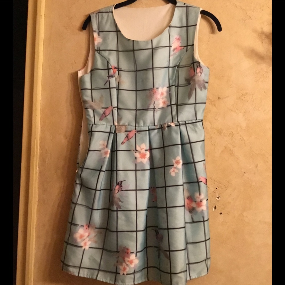 Pretty  silk  2 Layer party Dress   Birds in 3D