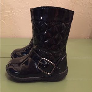 Black Patent Letter Boots