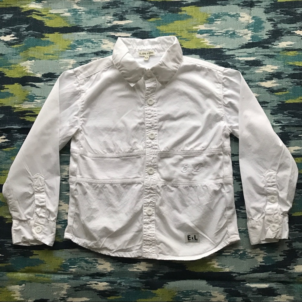 Elaine et Lena White Collared Dress Shirt (Boys 4)