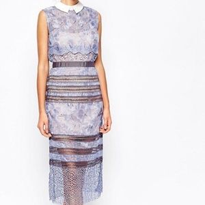 Self-Portrait Blue Fantasia Techno Lace Dress