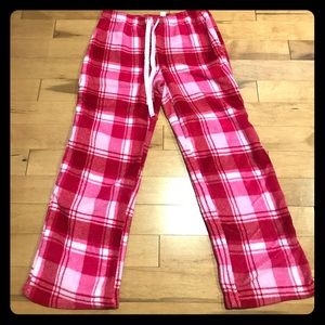 Pink Plaid Fleece Pajama Pants