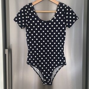 FOREVER 21 Navy Polka Dot Leotard - Size Large NEW