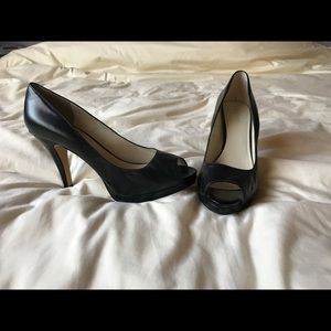 Nine West size 9 1/2 black peep toe heels