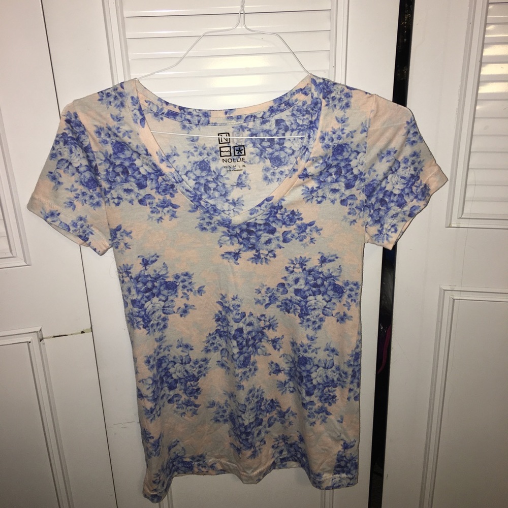 Floral V Neck T Shirt