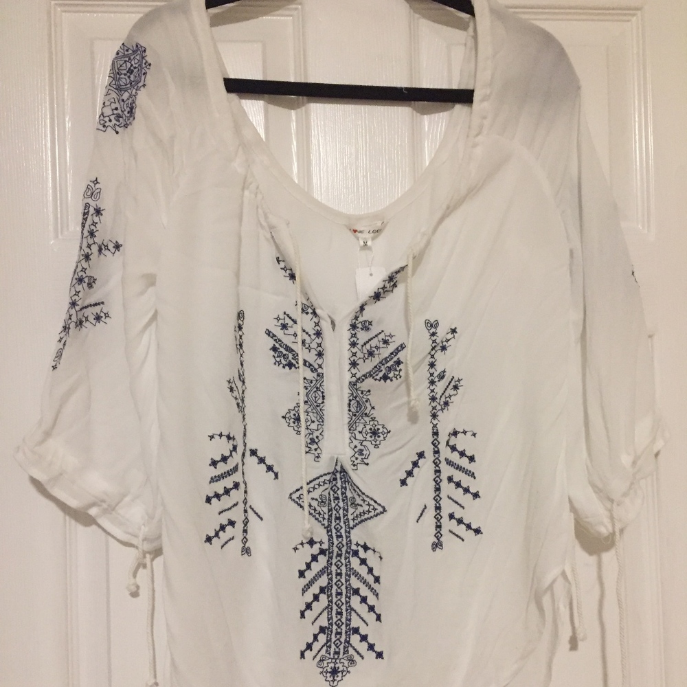 LF White and Blue Blouse