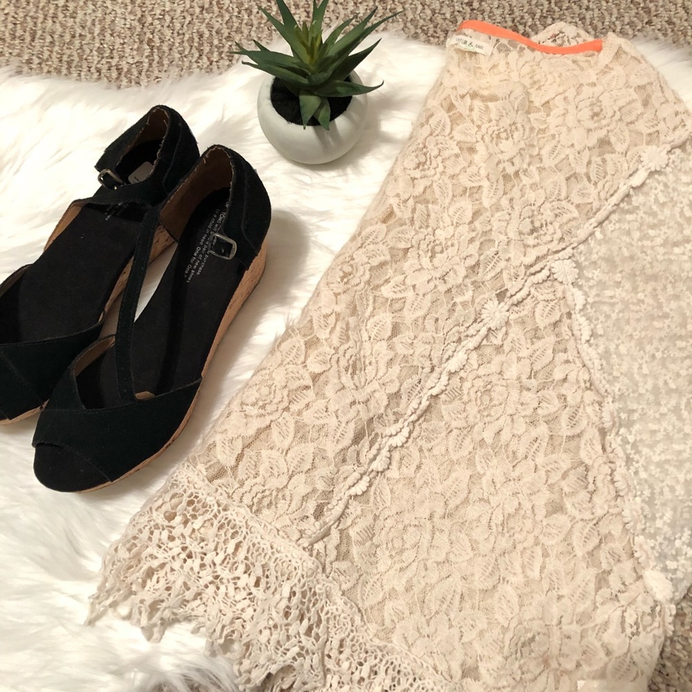 Taylor & Sage lace and crochet sheer top