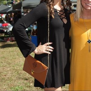 Front lace up Black Dress