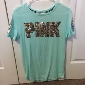 Sequined PINK blue shirt