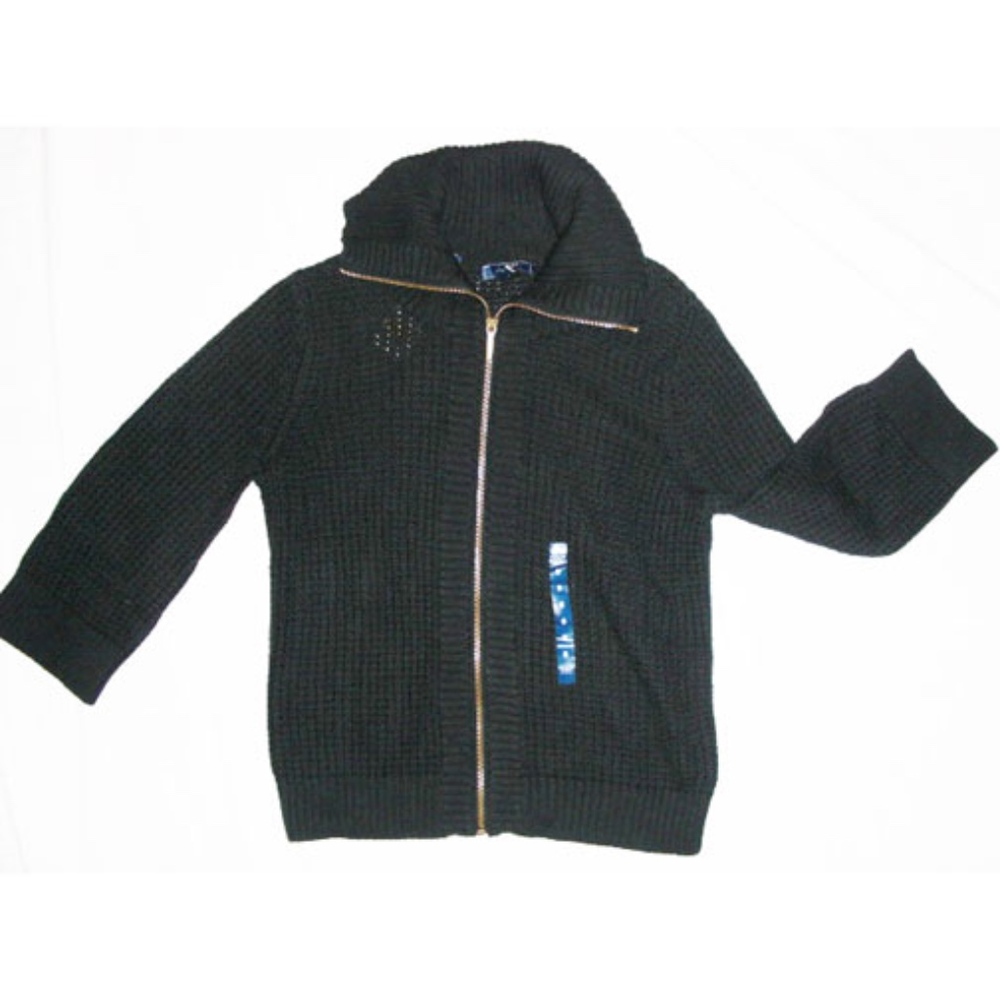 CHAPS Lake Tahoe Black Zip Up Sweater Size SMALL