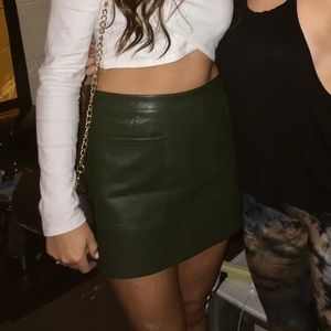 Hunter Green Leather Skirt