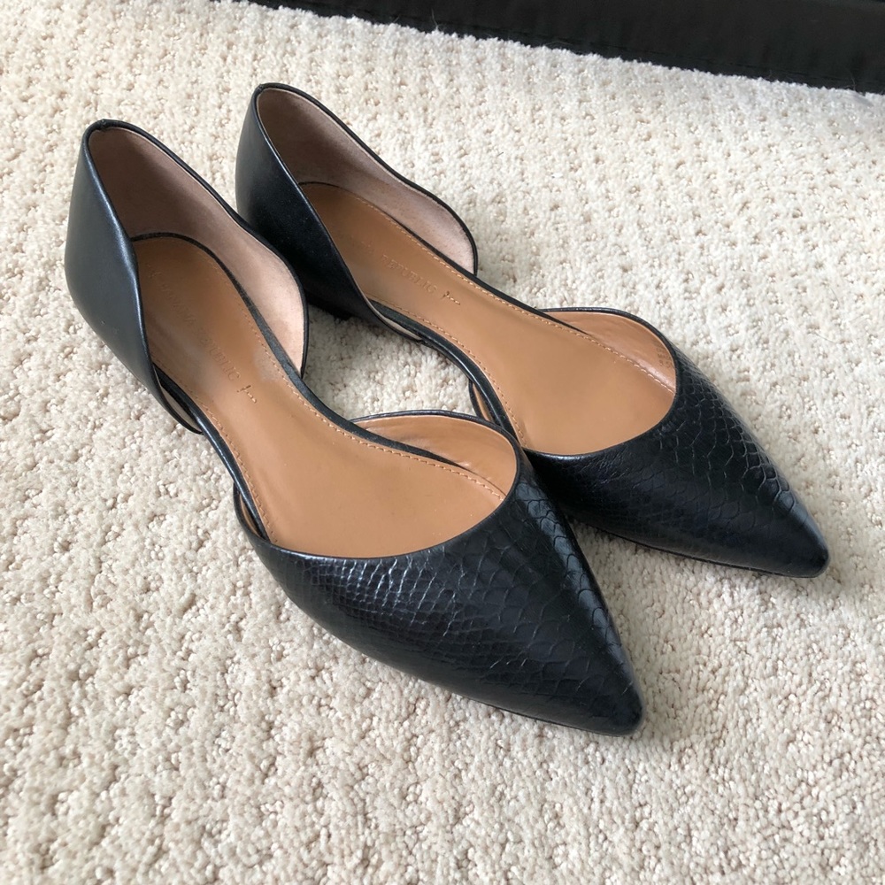 Banana Republic Black Leather D’ Orsay Flats