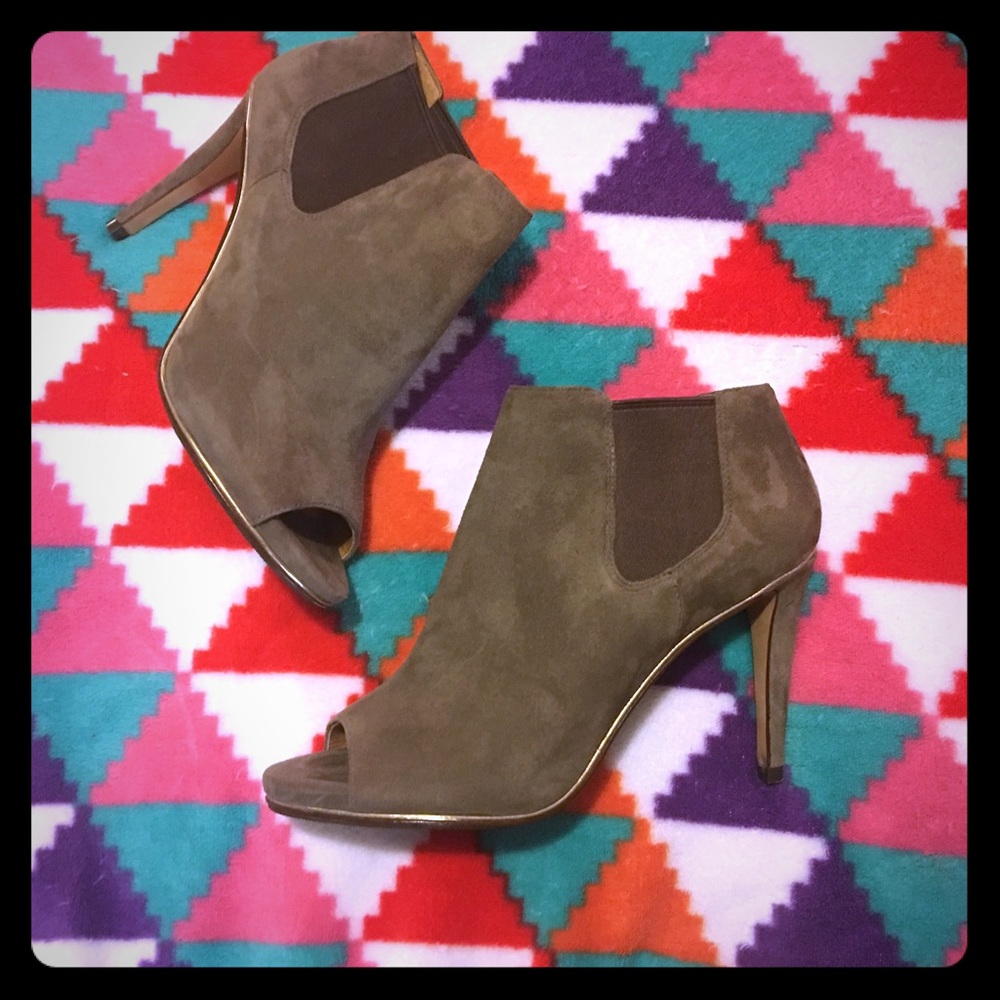 Coach Suede Peep-Toe Bootie
