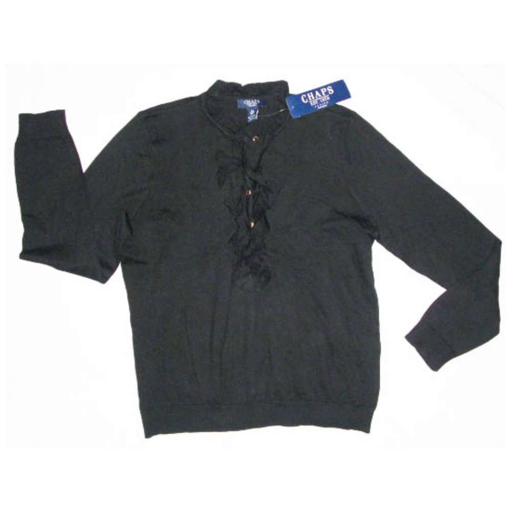CHAPS Petite Black Knit Sweater Size PETITE LARGE