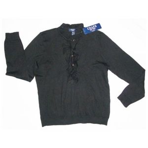 CHAPS Petite Black Knit Sweater Size PETITE LARGE