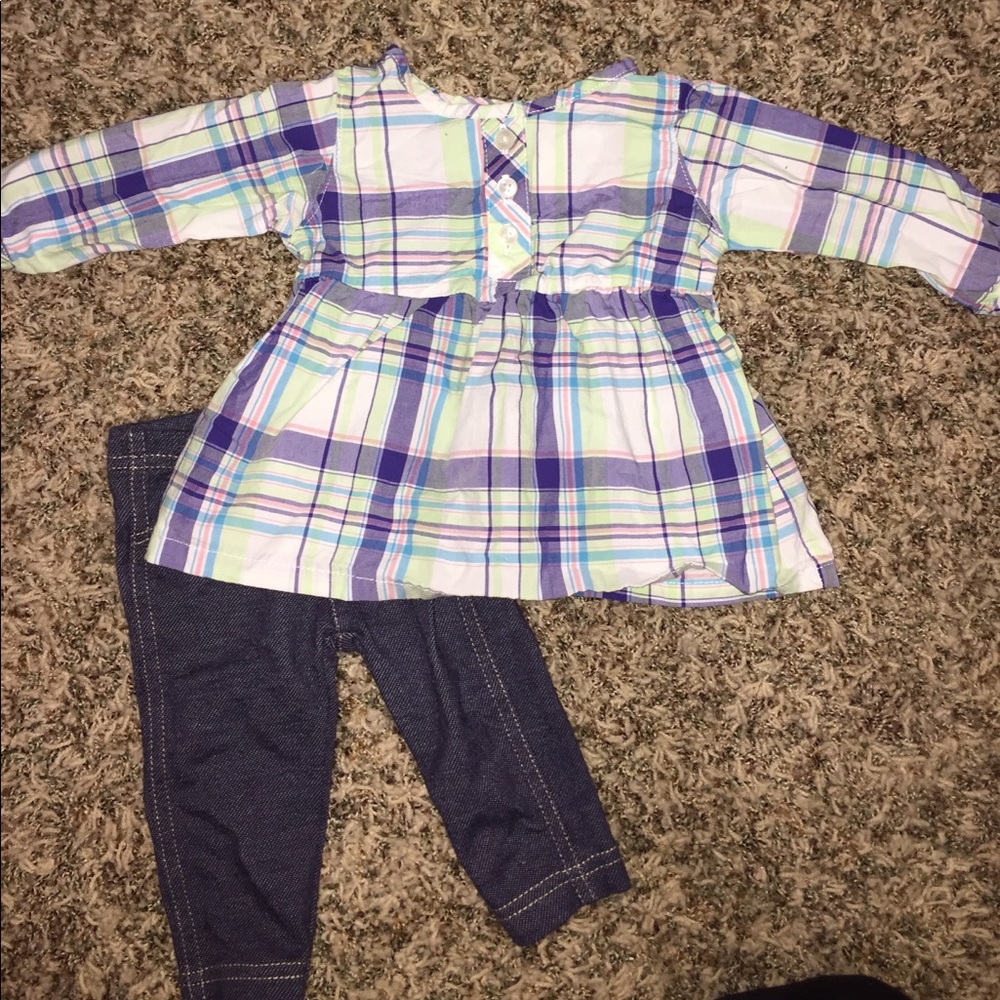 Baby girl plaid shirt with jeggings