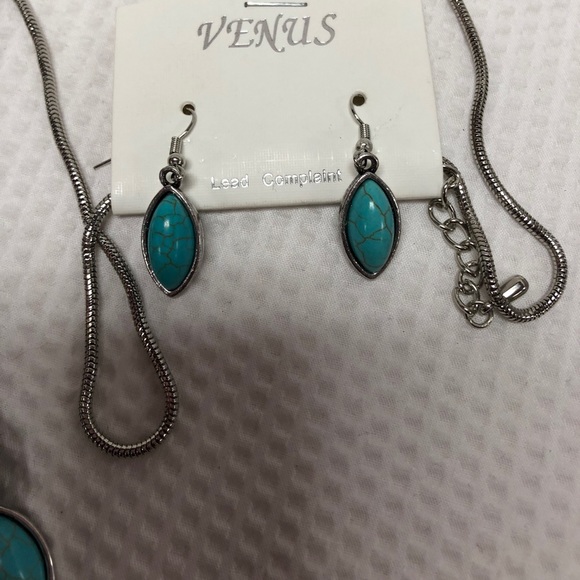 Layered Turquoise Long Necklace Set - Picture 3 of 6