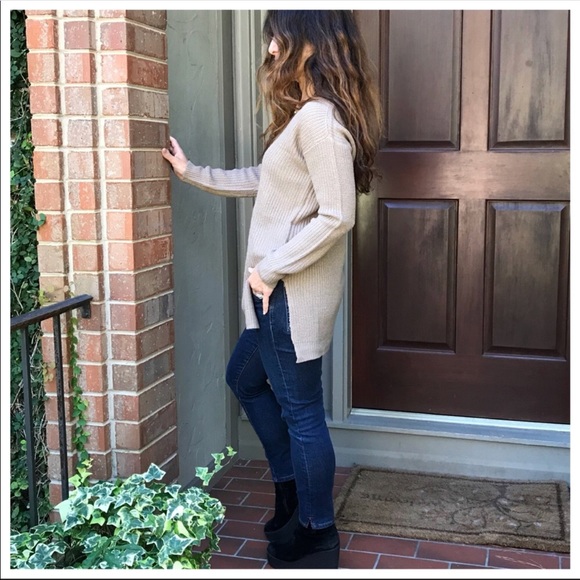 ✨LAST ONE ✨Loose  criss cross back mocha sweater - Picture 6 of 8