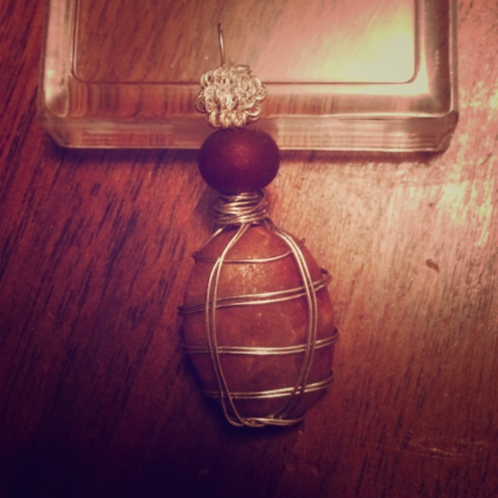 Rose quartz river stone pendant