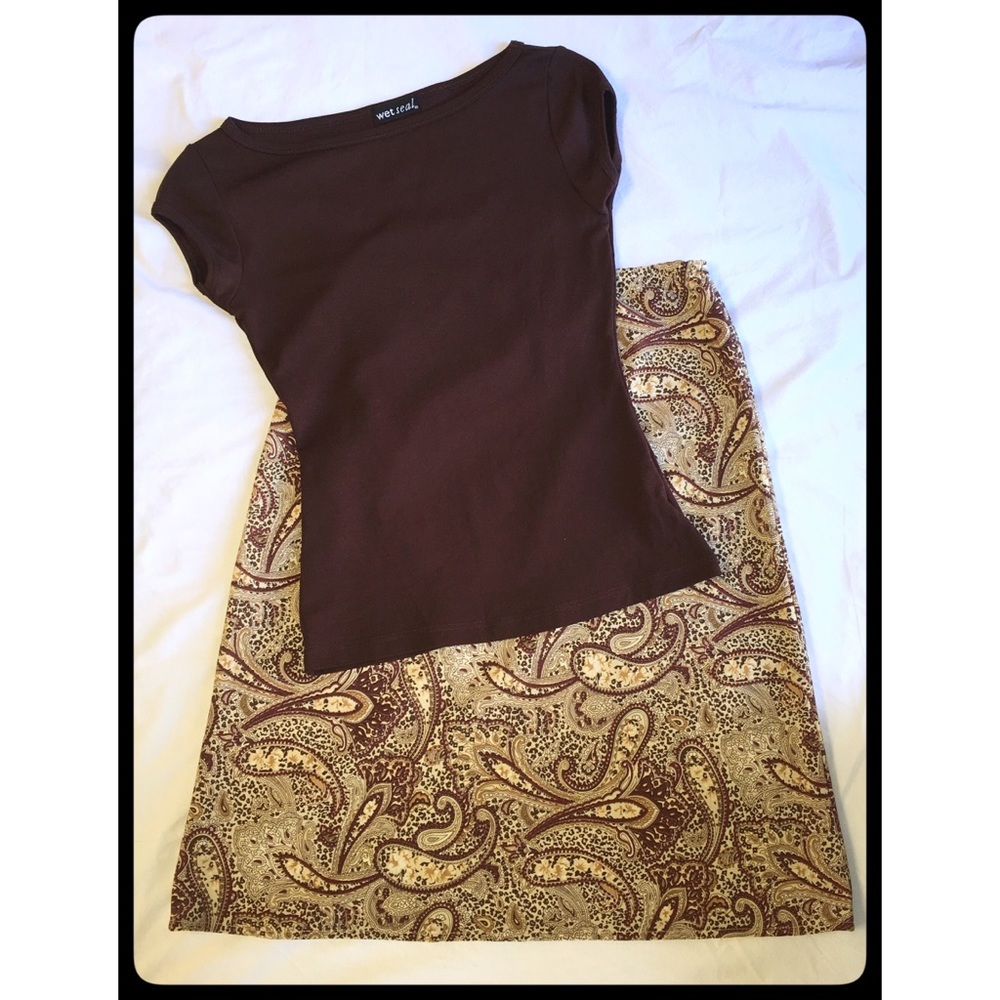 Brown Paisley Skirt & Top