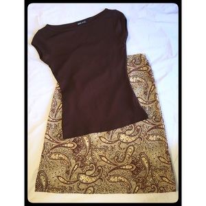 Brown Paisley Skirt & Top