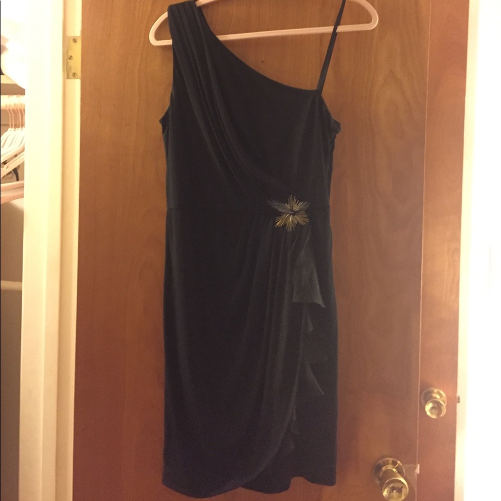 One shoulder black dress with beaded detail size12