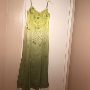 Mermaid shimmering multi green evening gown