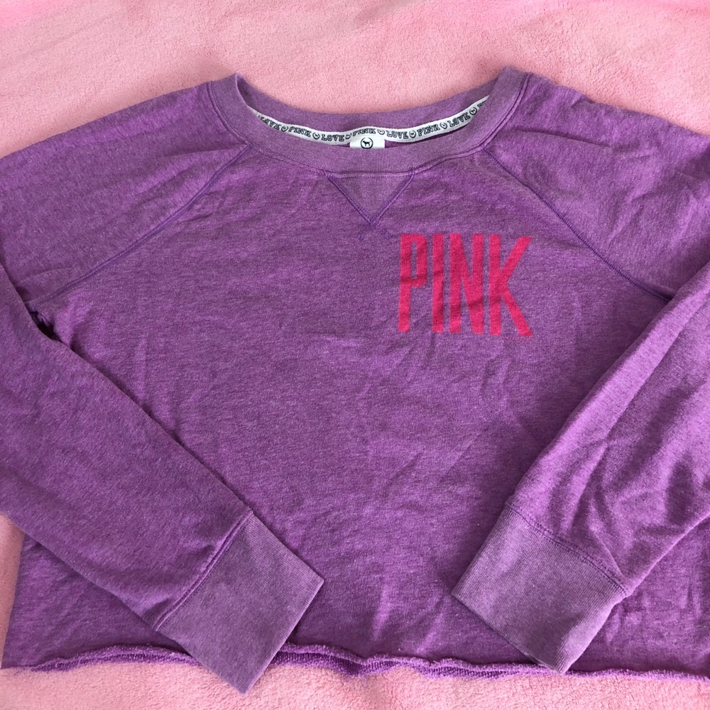 VS PINK CROPPED LONG SLEEVE SWEATSHIRT TOP