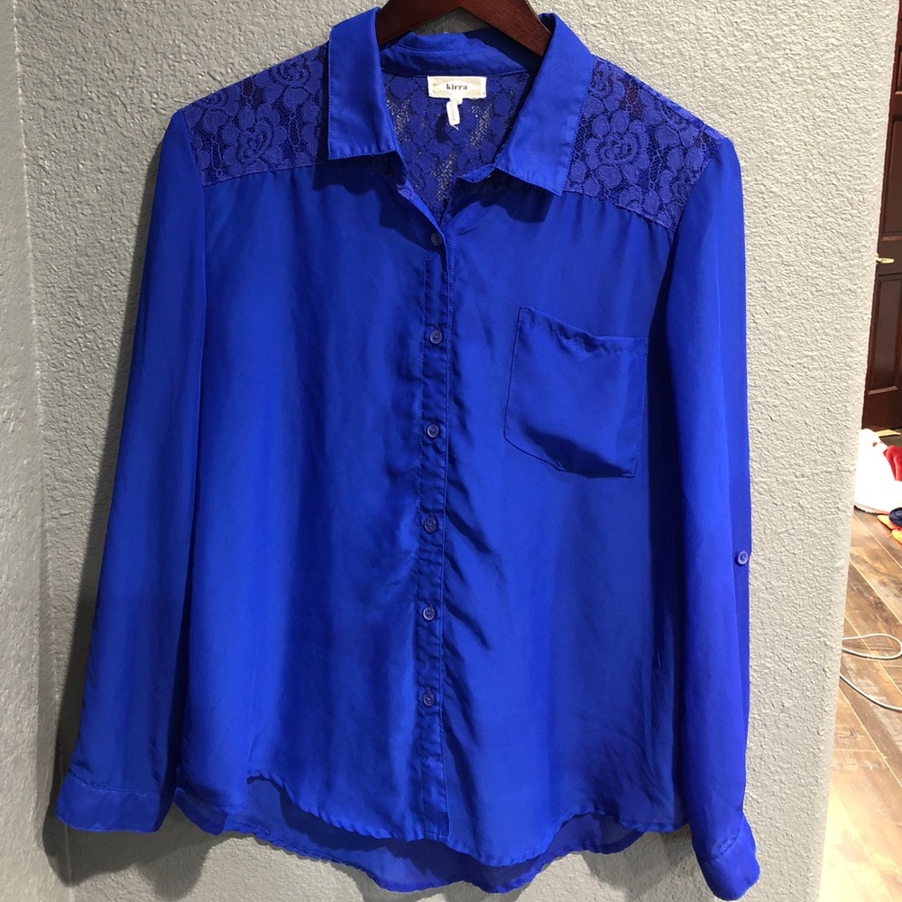 Royal blue long sleeve blouse