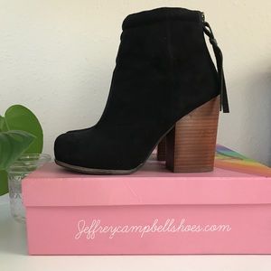 Jeffrey Campbell Black Suede Rumble Bootie 7