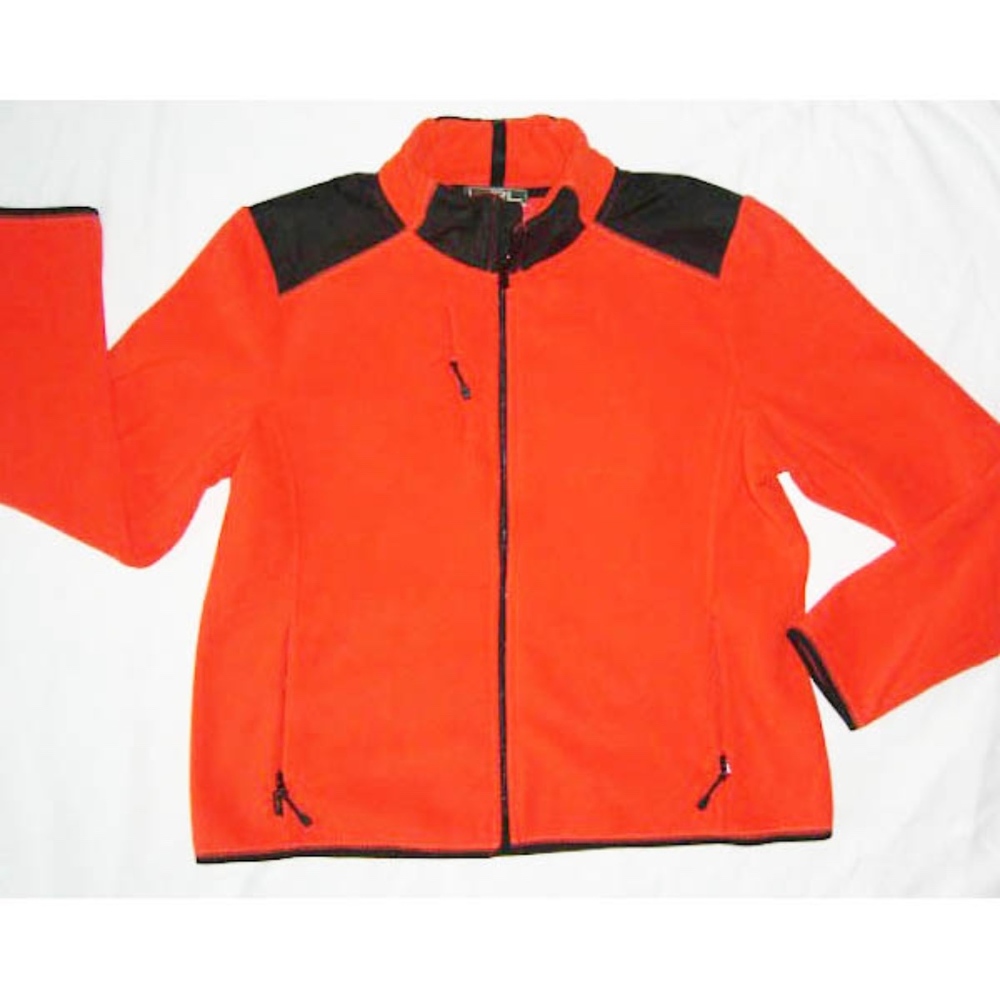 L-RL Lauren Active Orange Fleece Jacket Sz X-LARGE