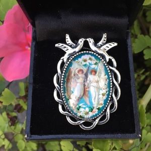 Guardian Angels Glass Cabochon Ring