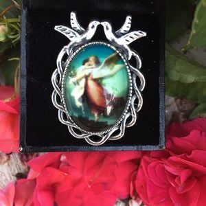 Guardian Angel Glass Cabochon Ring