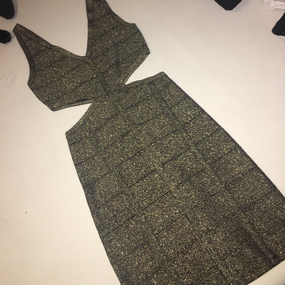 Black and Gold shimmer sparkle Bandage dress