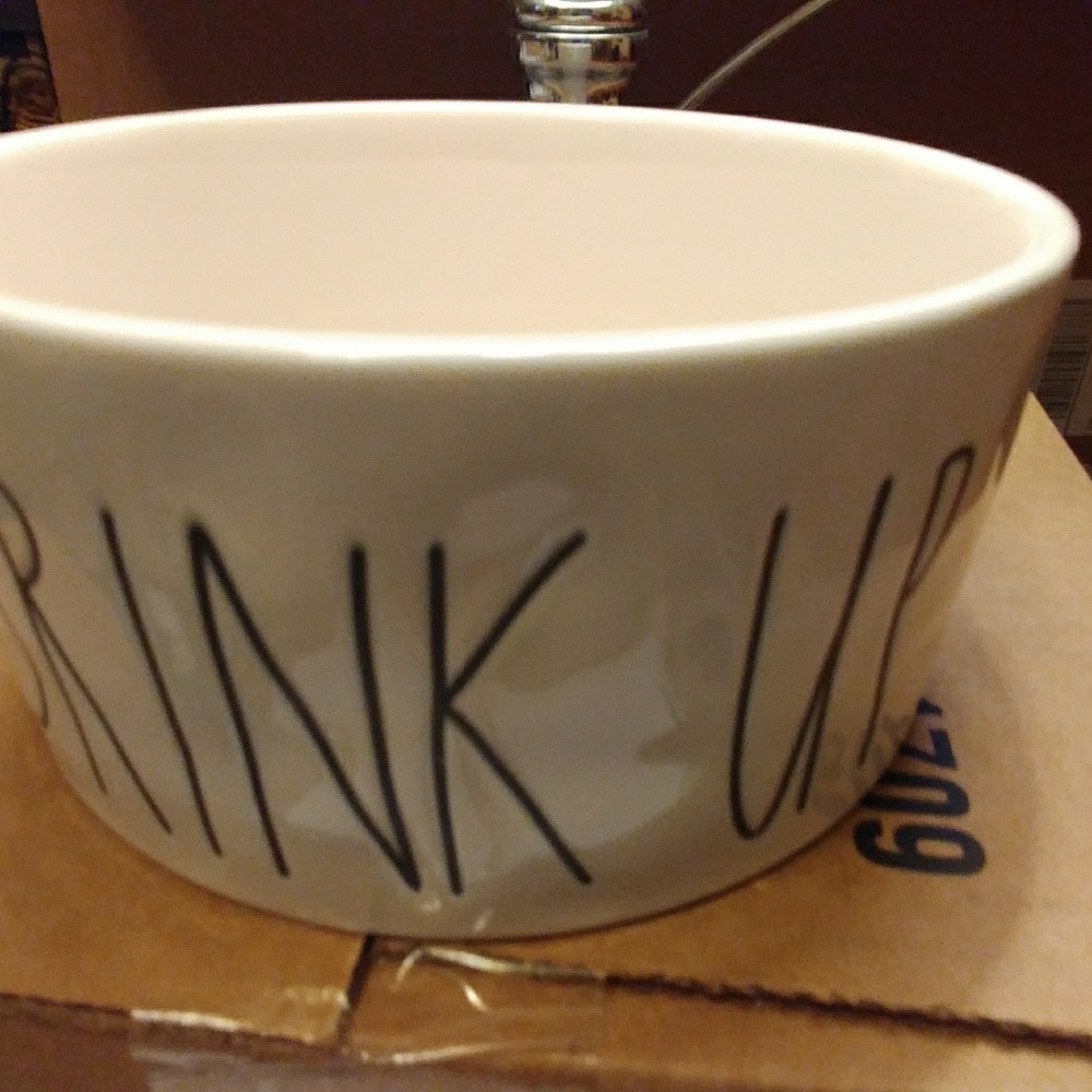 Rae Dunn large"DRINK UP" pet bowl