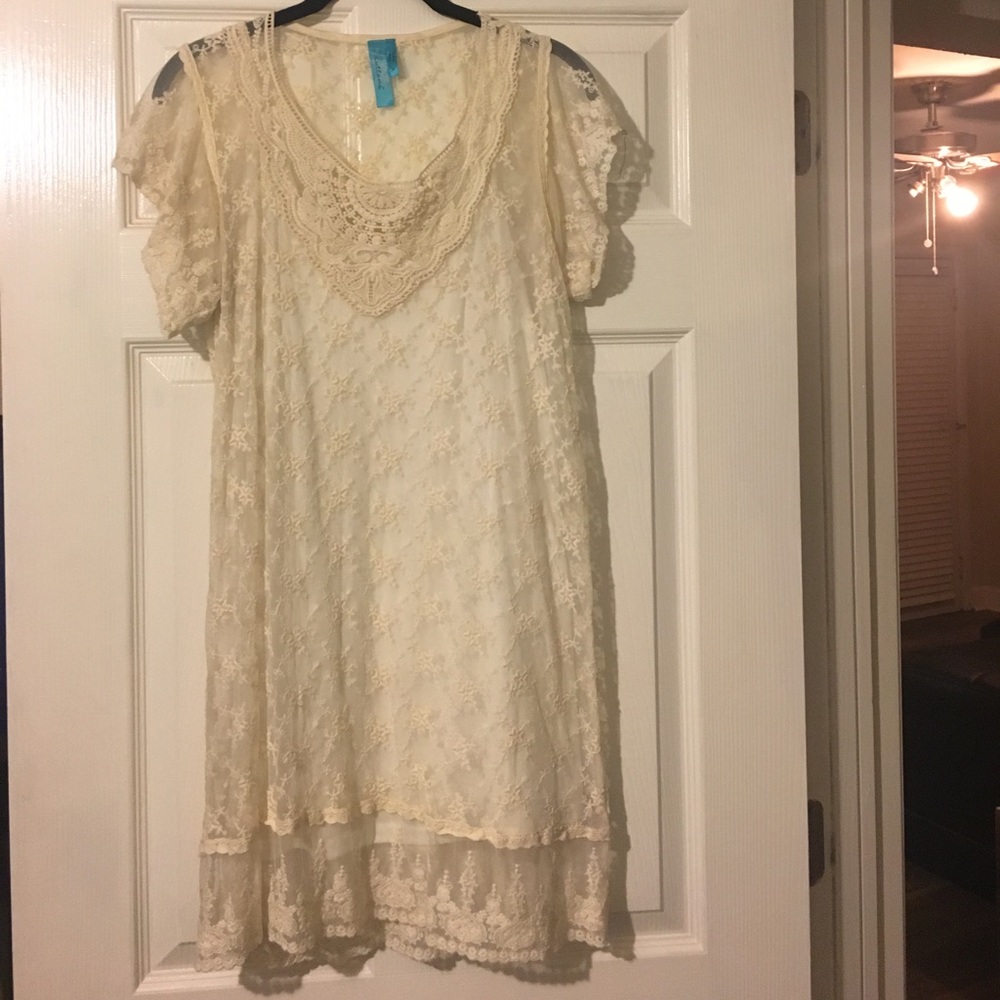 Cream lace day dress- Boho style