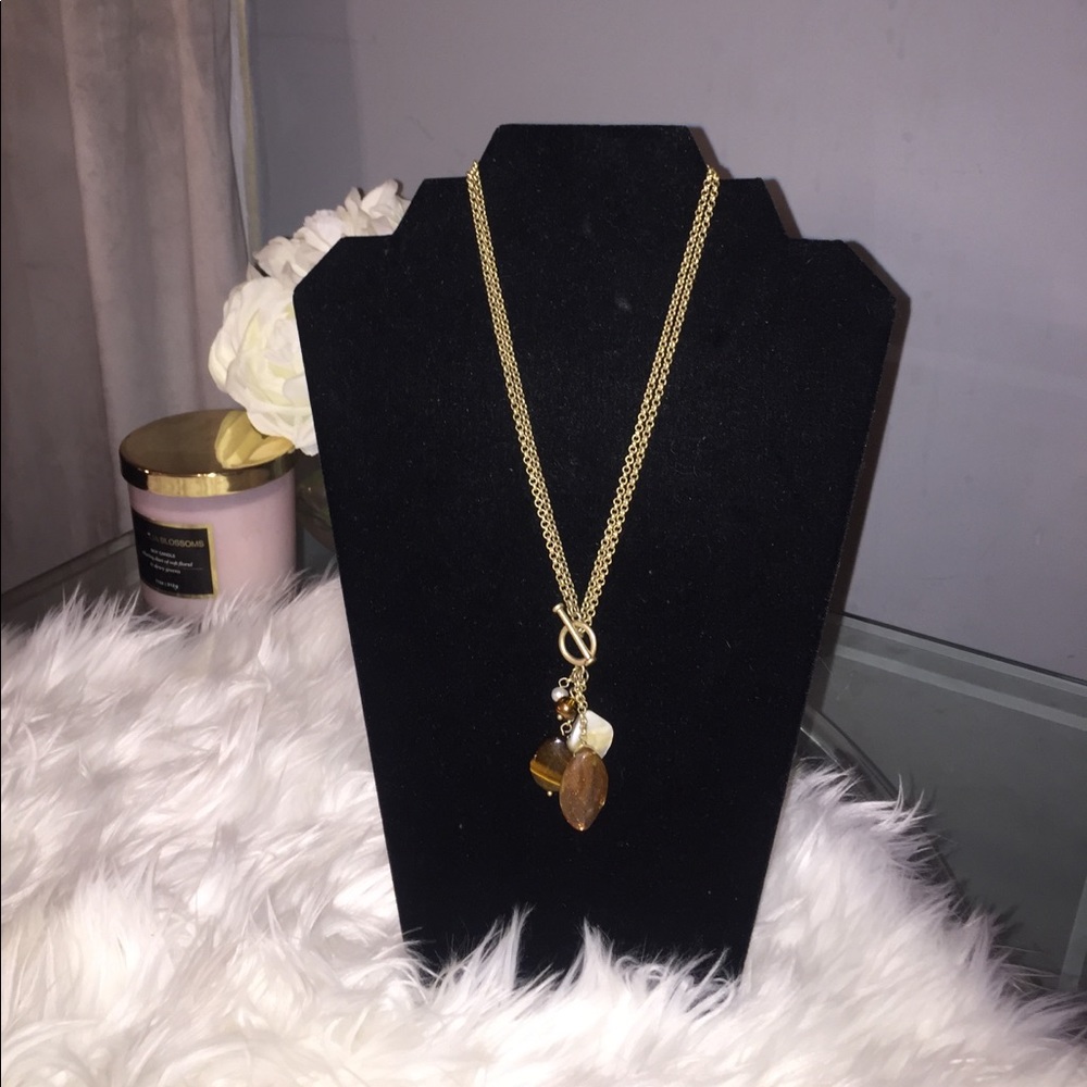 Lia Sophia Gold Crystal/Stone Necklace
