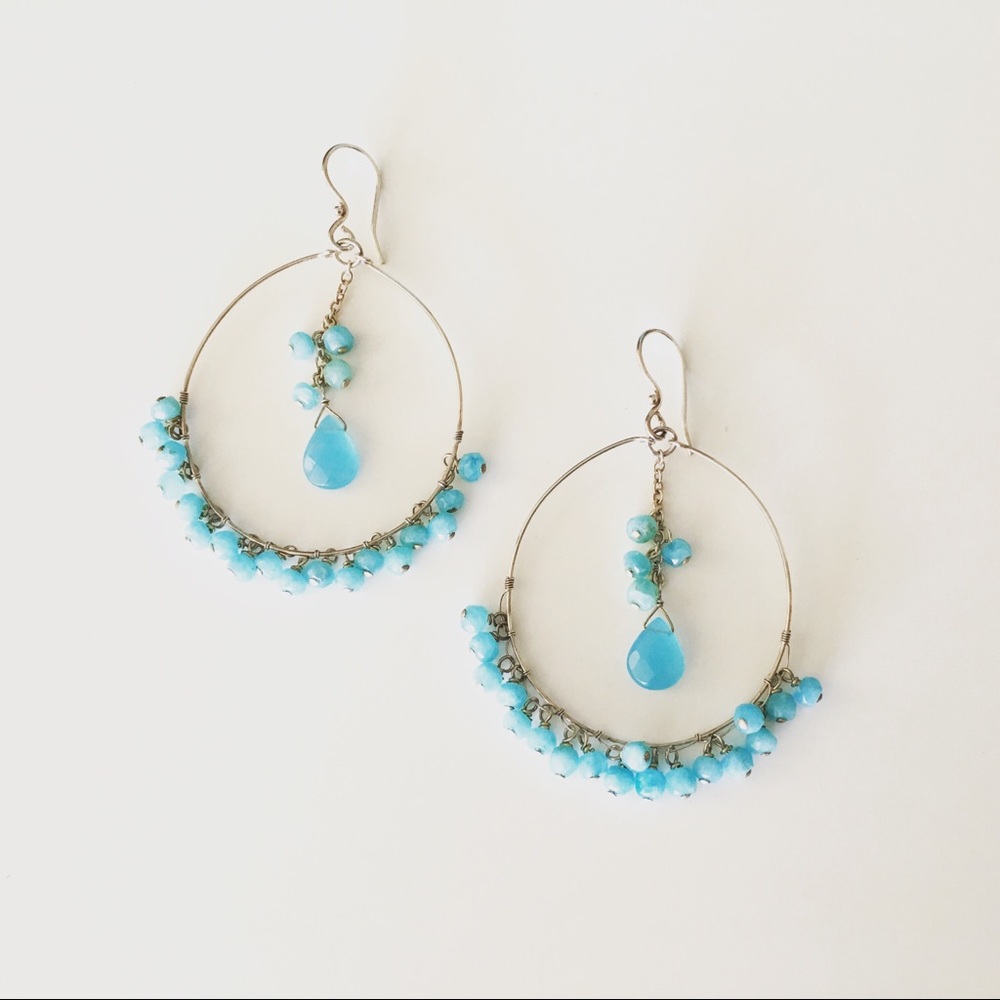 Hoop earrings semi precious & sterling!