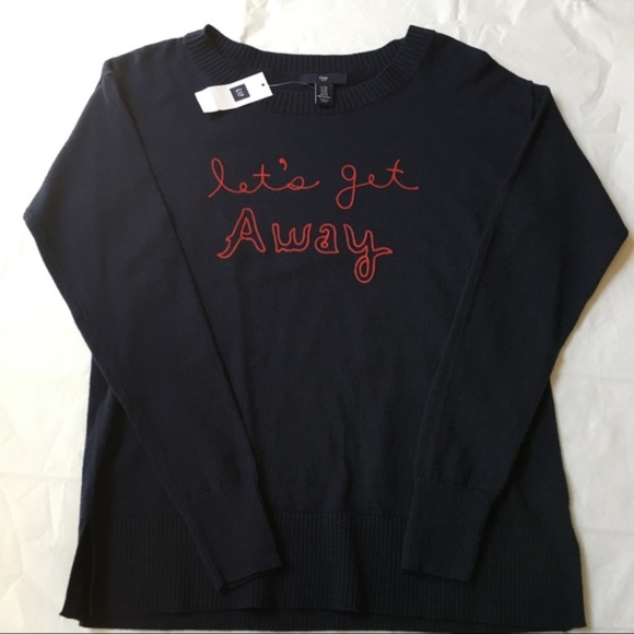 NEW Navy Let's Get Away GAP Embroidered Sweater - Picture 2 of 8