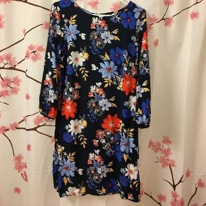 Floral long sleeve shift dress