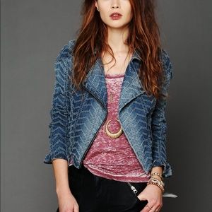 Free People textured denim jean jacket