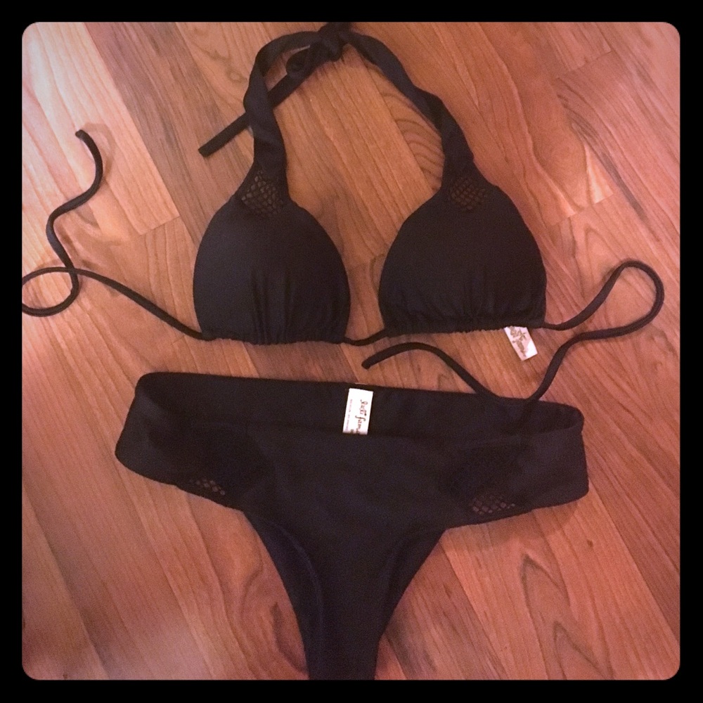 Luli Fama black bikini size small w mesh. Like new