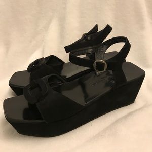Robert Clergerie Black Suede Platform Sandals