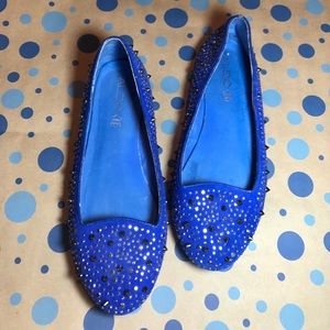 Women's Aldo Blue Spiked Flats Sz 40 / 9 Women's Aldo Blue Spiked Flats Sz 40 / 9