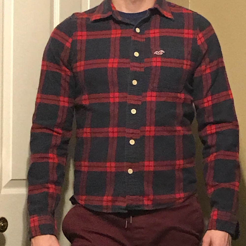 Mens hollister Red And Blue Flannel Medium