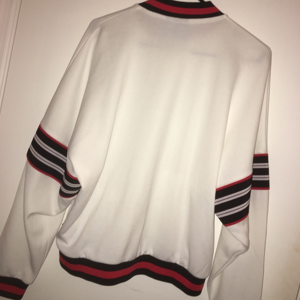 Adidas Originals White button down bomber jacket