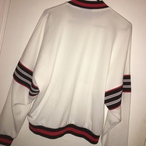 Adidas Originals White button down bomber jacket